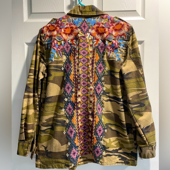 Johnny Was Jackets & Blazers - Johnny Was Workshop heavily embroidered camo military jacket, S runs large